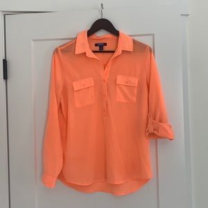Sheer neon orange blouse